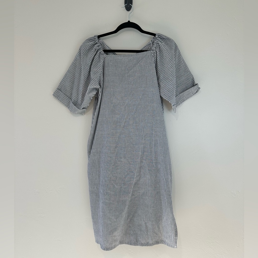 Mittoshop Black and White Striped Midi Dress